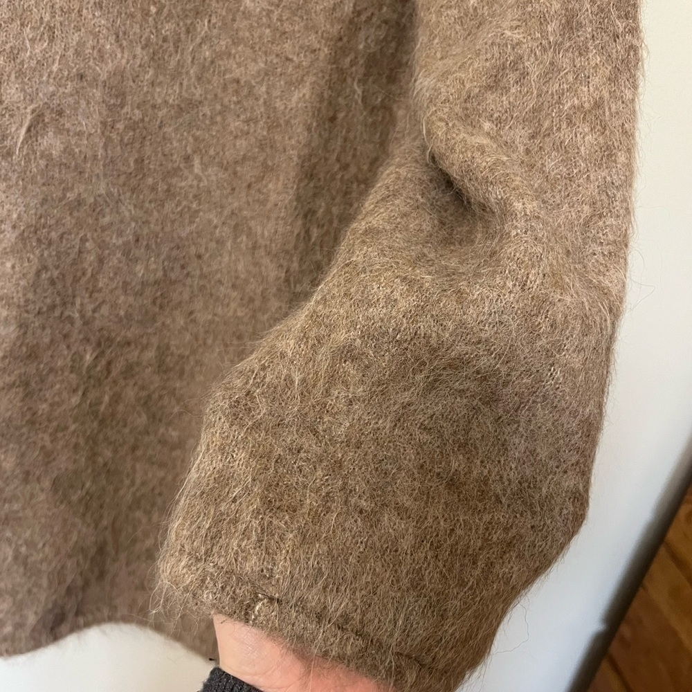 Zara Brown Alpaca button front longline Oversized Jacket/cardigan Cozy Fit - Picture 6 of 10